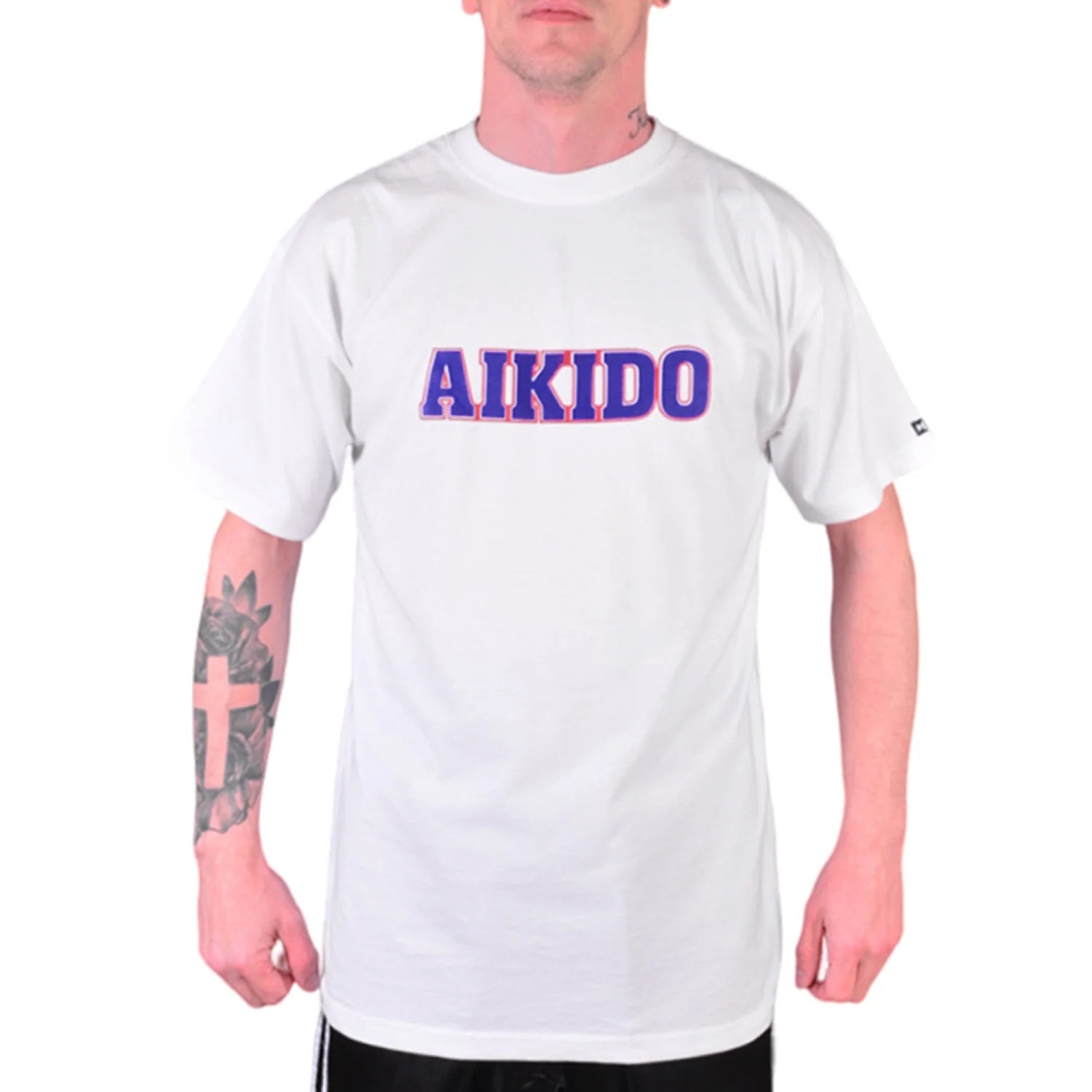MAR-084E | White Round-Neck Aikido T-Shirt (OD) - T-Shirts