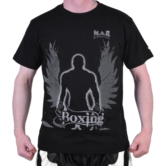 MAR-084I | Black Round-Neck Boxing T-Shirt - T-Shirts