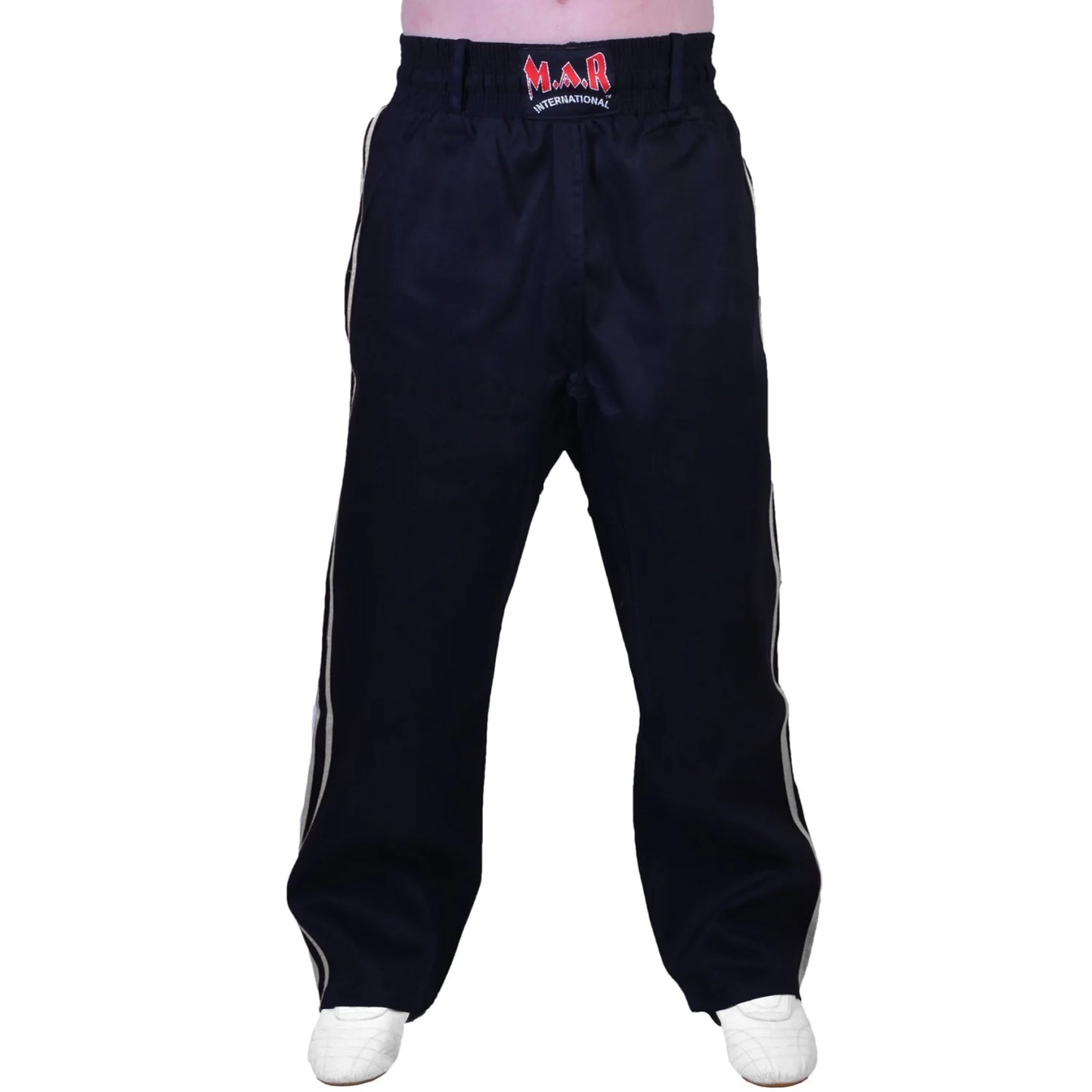 MAR-088A | Black & White Kickboxing & Freestyle Two-Striped Trousers - Trousers
