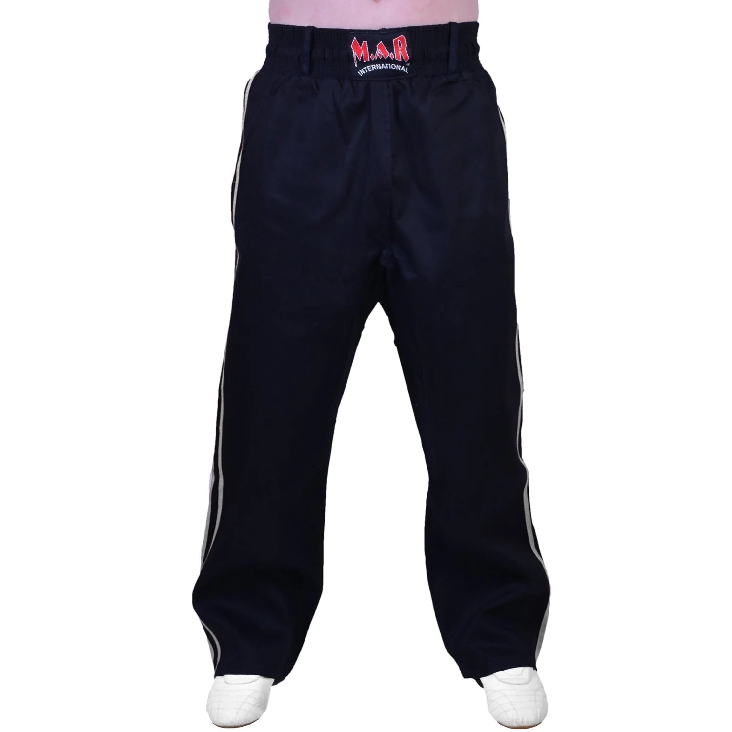 MAR-088A | Black & White Kickboxing & Freestyle Two-Striped Trousers - Trousers