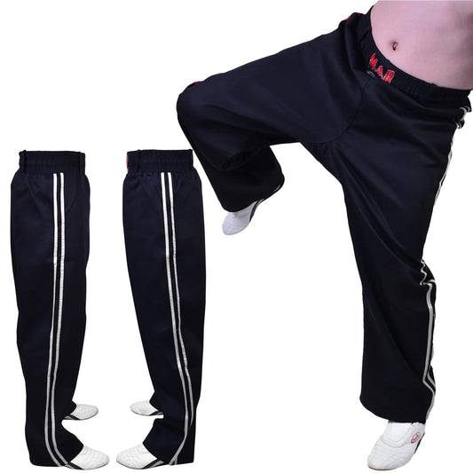 MAR-088A | Black & White Kickboxing & Freestyle Two-Striped Trousers - Trousers