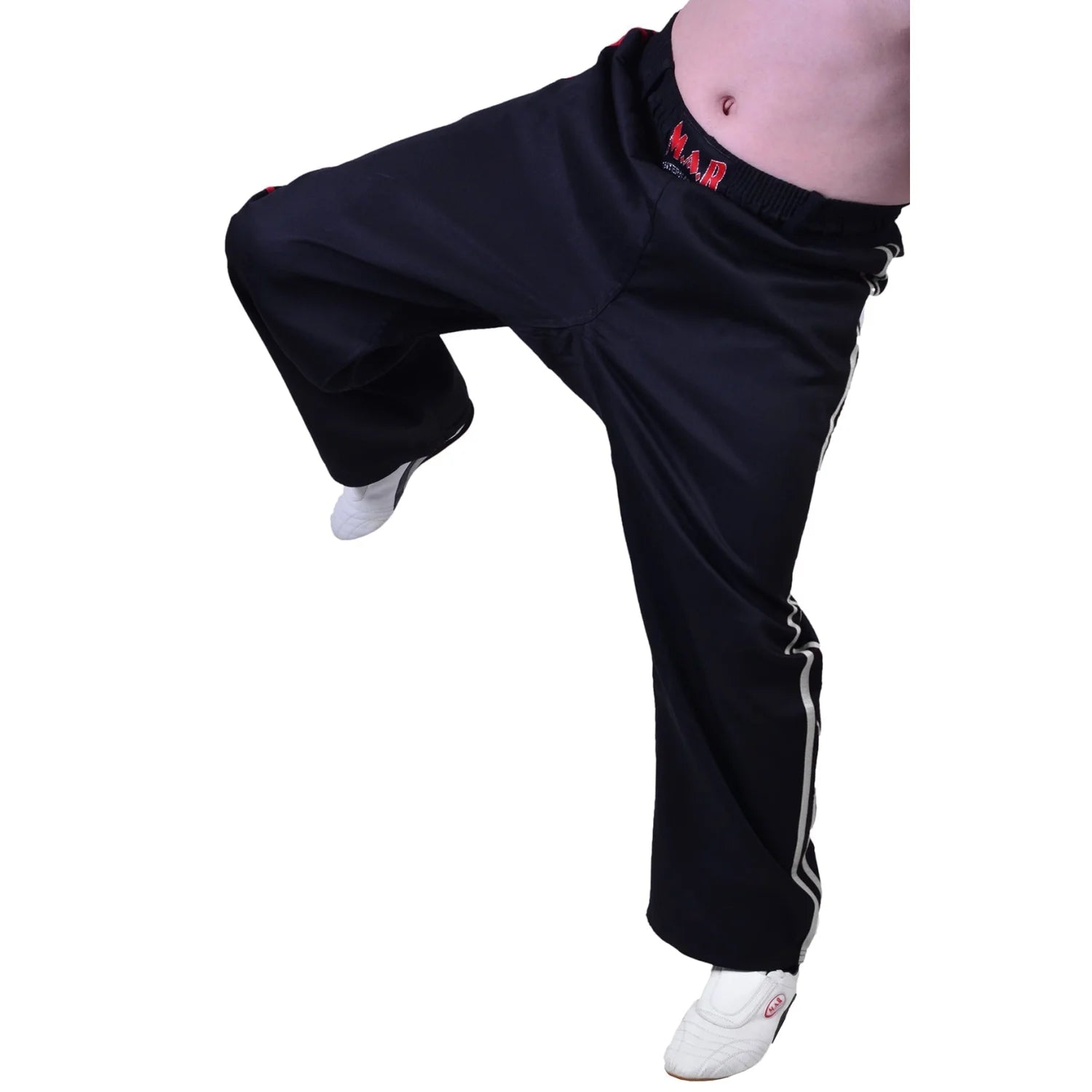 MAR-088A | Black & White Kickboxing & Freestyle Two-Striped Trousers - Trousers