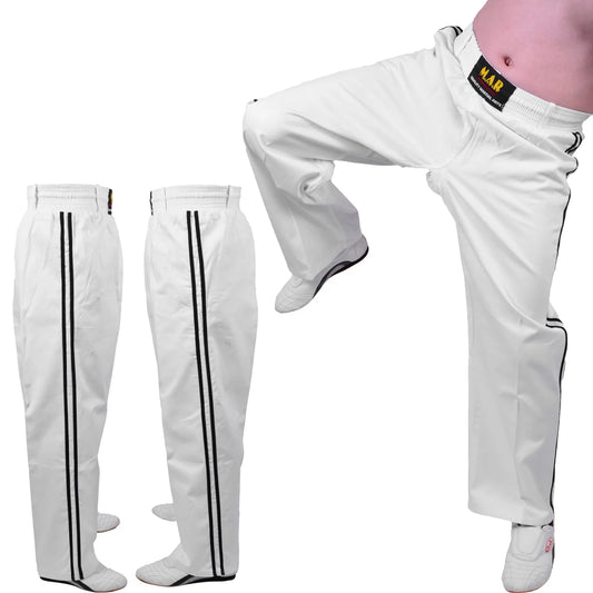 MAR-088C | White & Black Kickboxing & Freestyle Two-Striped Trousers - Trousers