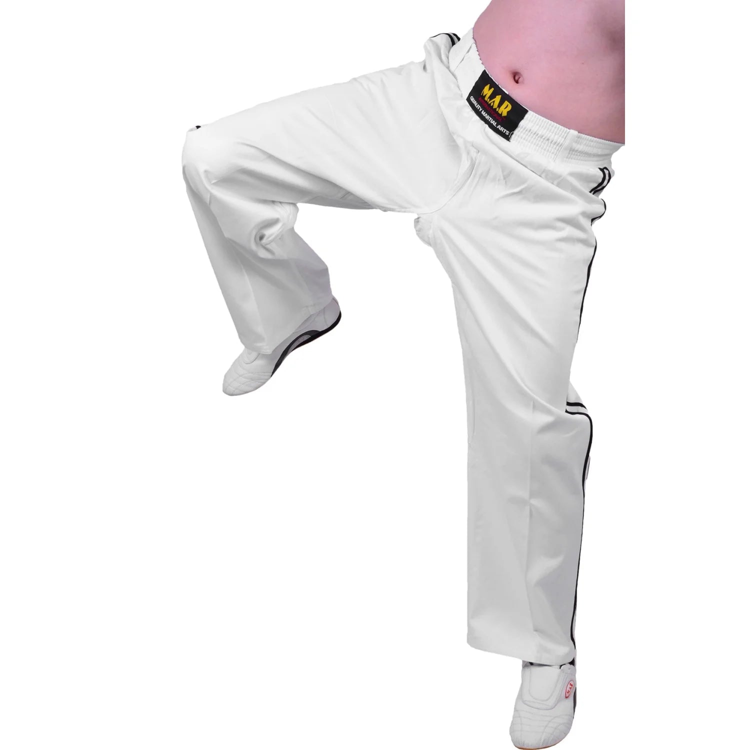MAR-088C | White & Black Kickboxing & Freestyle Two-Striped Trousers - Trousers