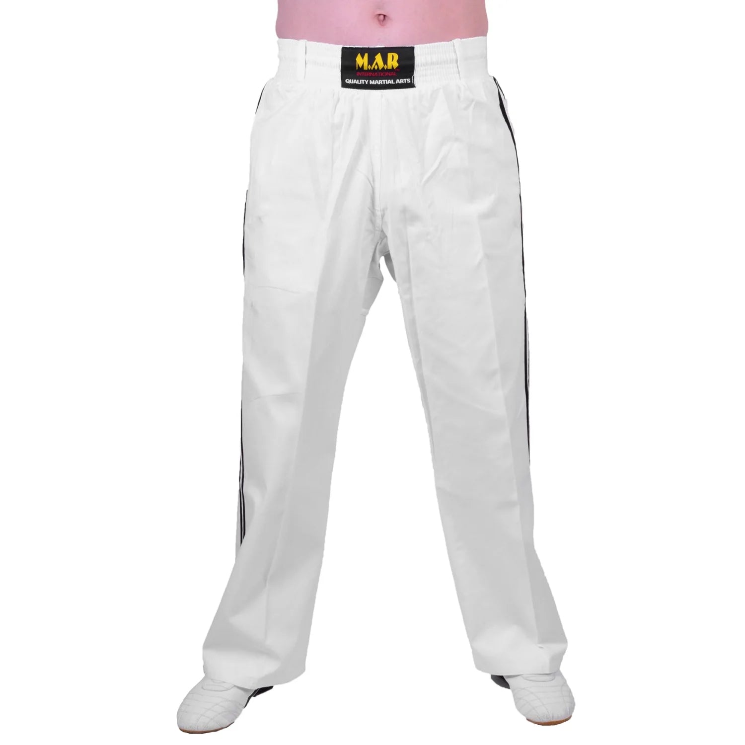 MAR-088C | White & Black Kickboxing & Freestyle Two-Striped Trousers - Trousers