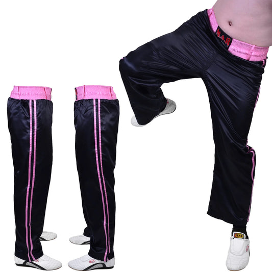 MAR-088F | Black & Pink Kickboxing & Freestyle Two-Striped Trousers - Trousers