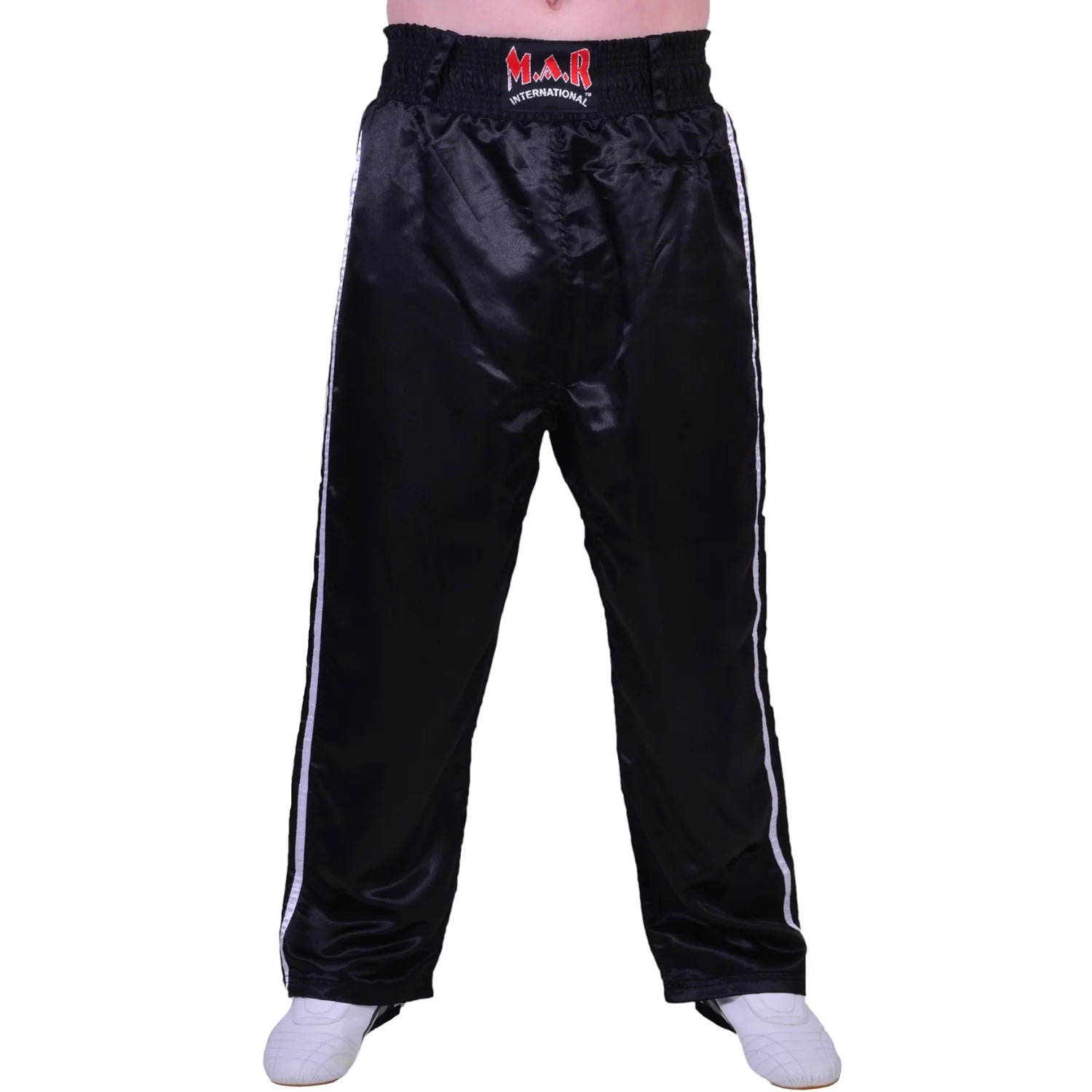 MAR-089A | Full Contact Black + White Kickboxing & Freestyle Trousers - Trousers