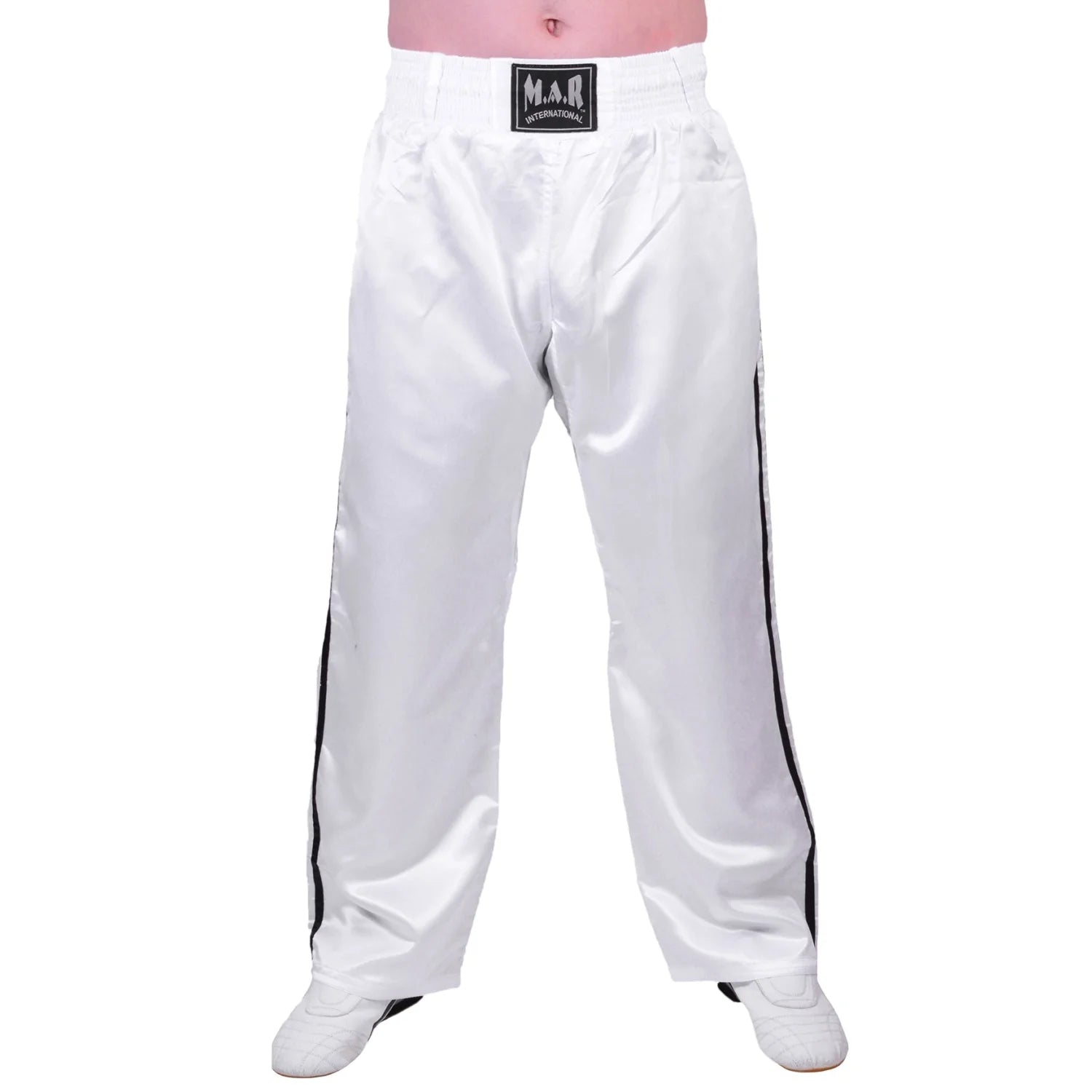 MAR-089C | Full Contact White + Black Kickboxing & Freestyle Trousers - Trousers