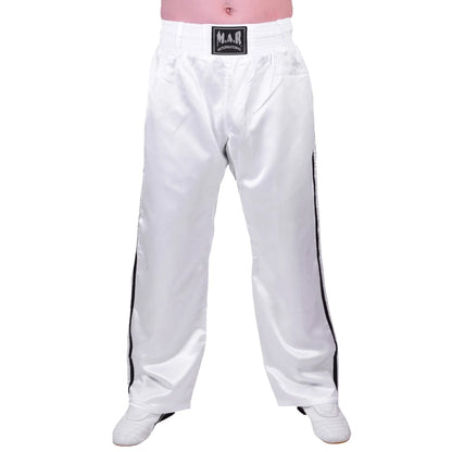 MAR-089C | Full Contact White + Black Kickboxing & Freestyle Trousers - Trousers