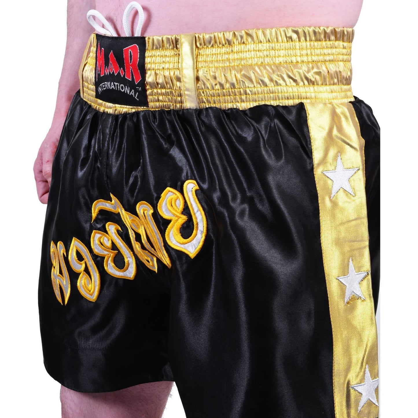 MAR-091D | Black & Yellow Kickboxing & Thai Boxing Shorts - Shorts