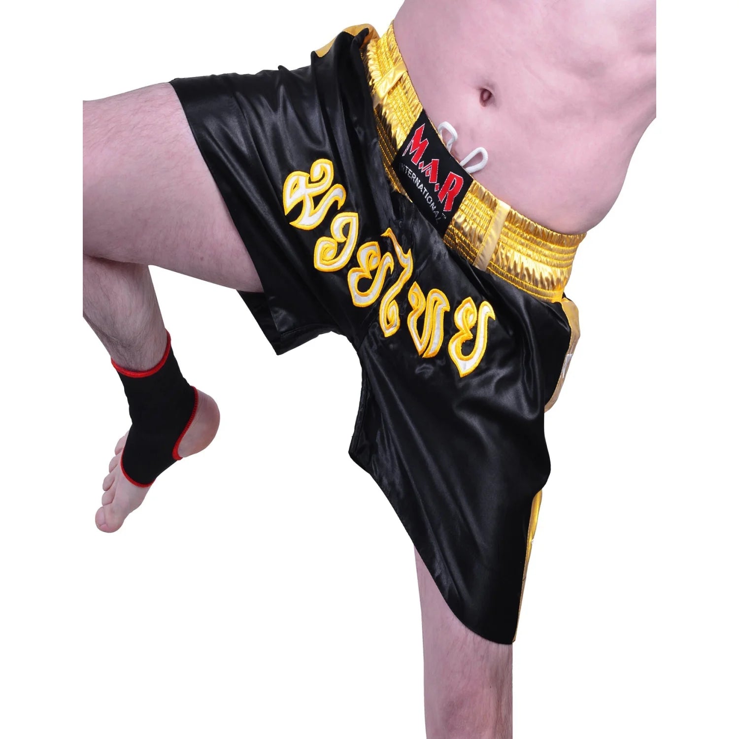 MAR-091D | Black & Yellow Kickboxing & Thai Boxing Shorts - Shorts