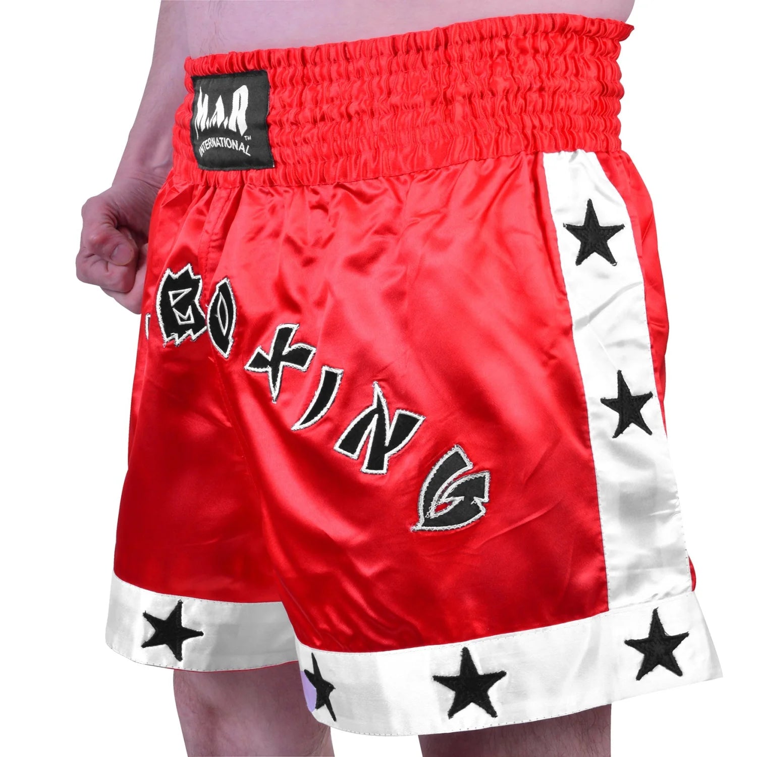 MAR-091E | Red Kickboxing & Thai Boxing Shorts w/ Stars - Shorts