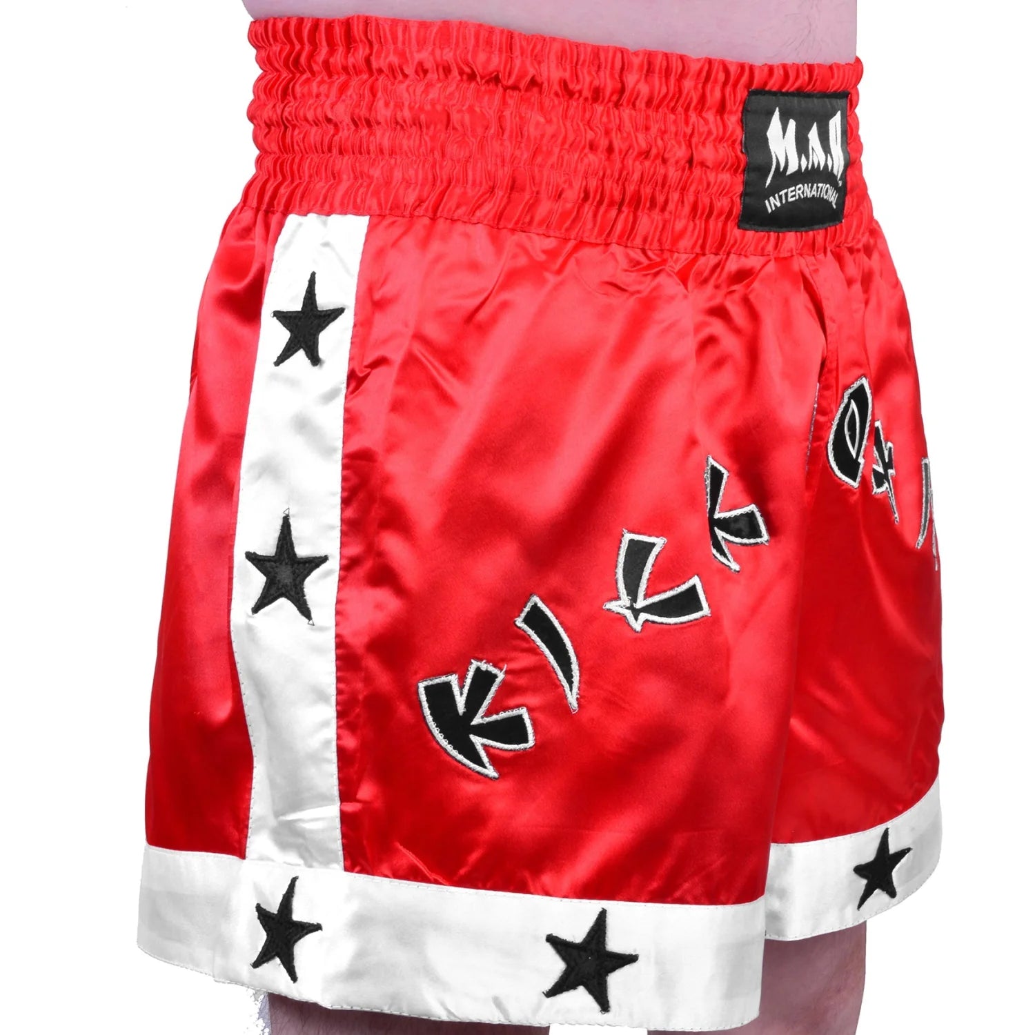 MAR-091E | Red Kickboxing & Thai Boxing Shorts w/ Stars - Shorts