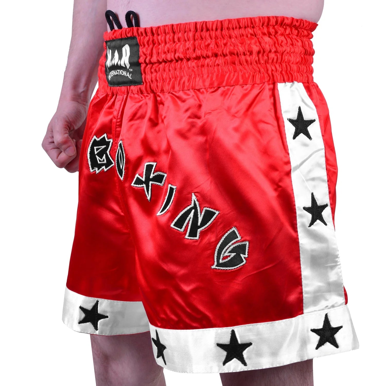 MAR-091E | Red Kickboxing & Thai Boxing Shorts w/ Stars - Shorts