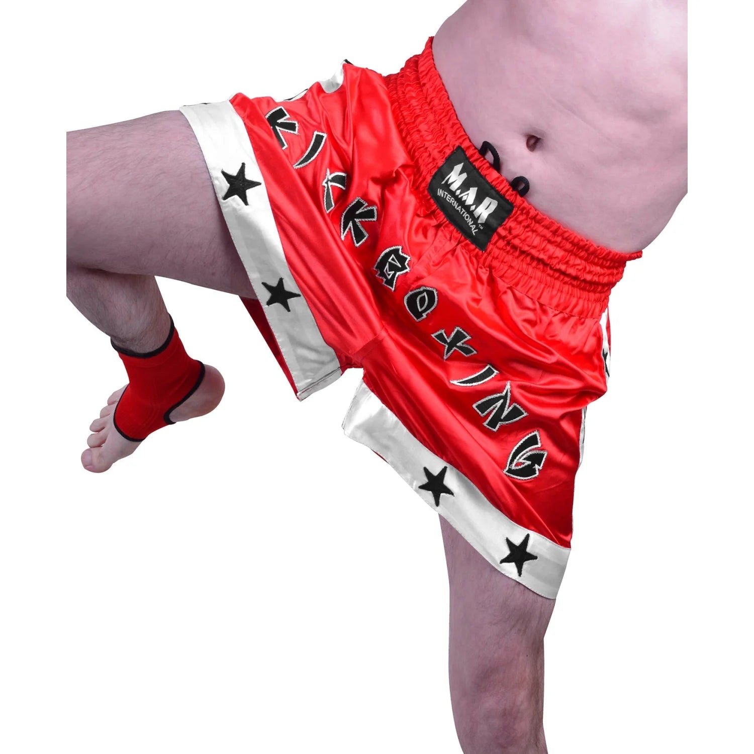 MAR-091E | Red Kickboxing & Thai Boxing Shorts w/ Stars - Shorts