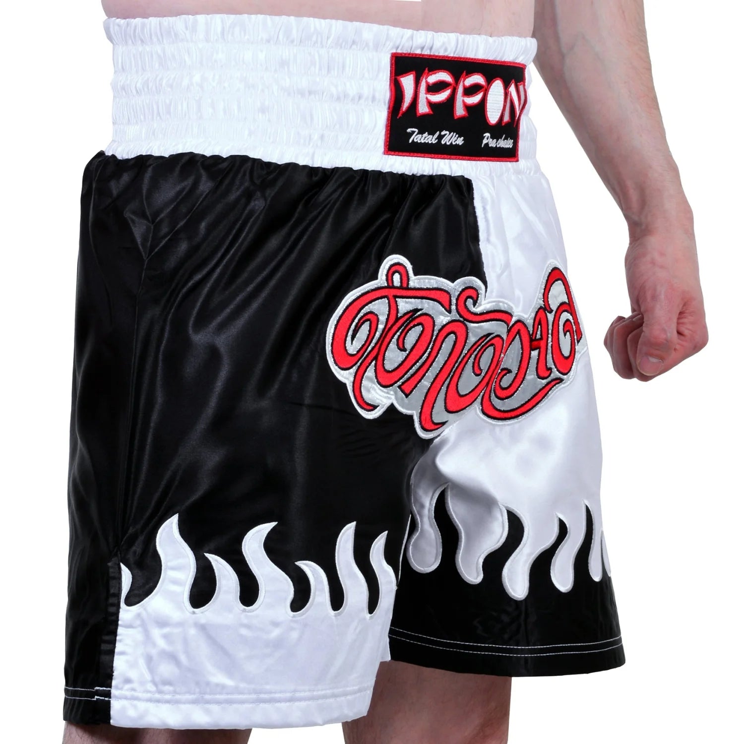 MAR-095F | Black & White Kickboxing & K1 Shorts - Shorts
