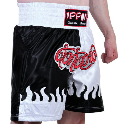 MAR-095F | Black & White Kickboxing & K1 Shorts - Shorts