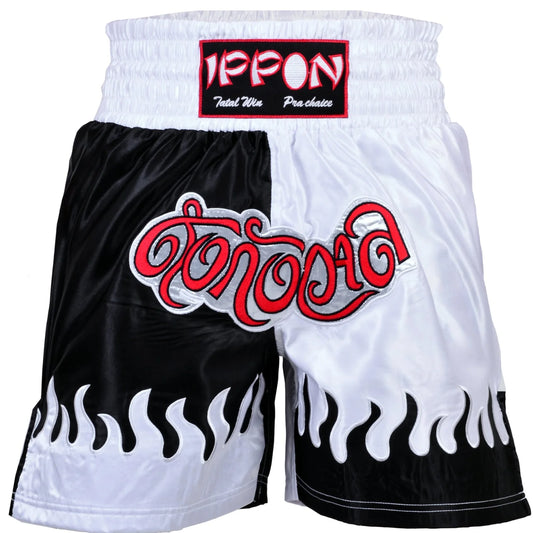MAR-095F | Black & White Kickboxing & K1 Shorts - Shorts