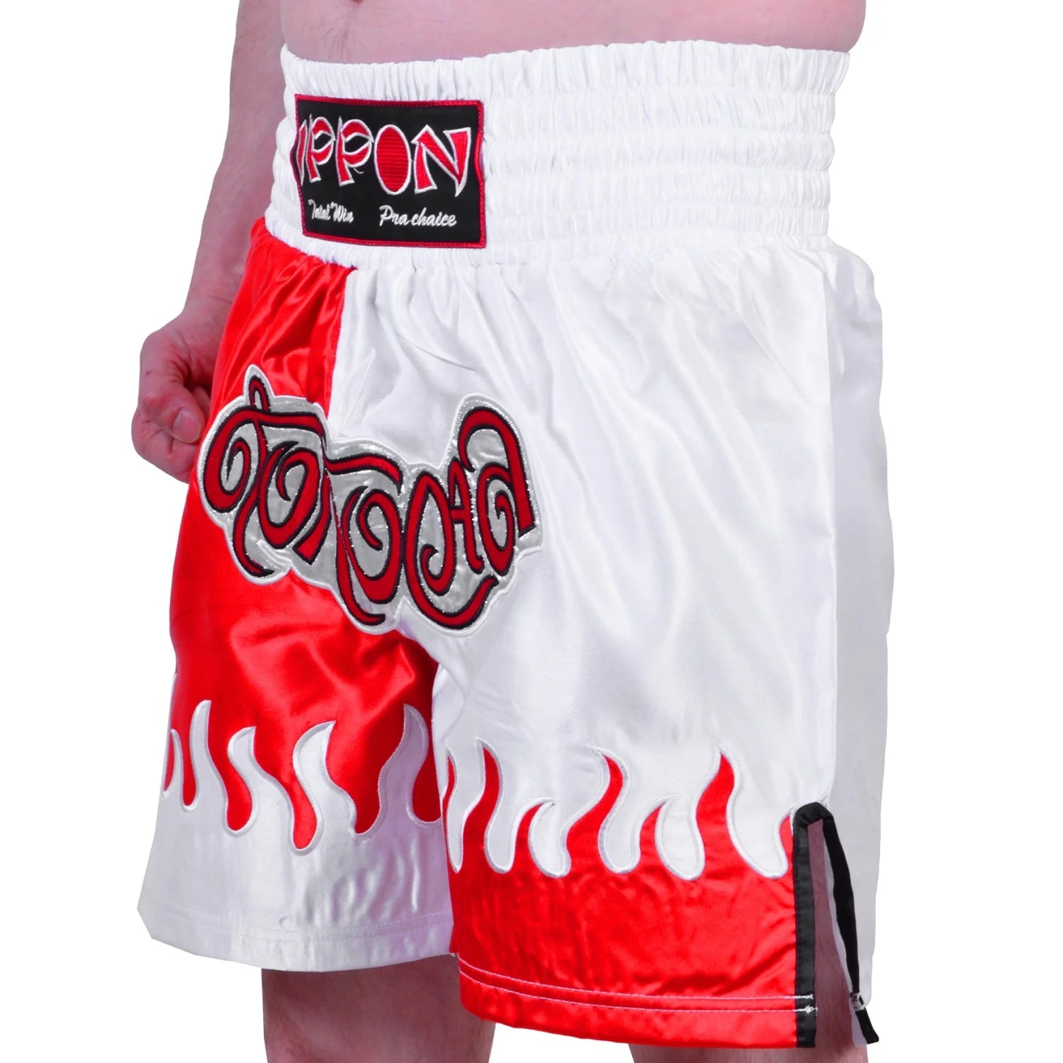 MAR-095G | Red & White Kick Boxing & K1 Shorts - Shorts