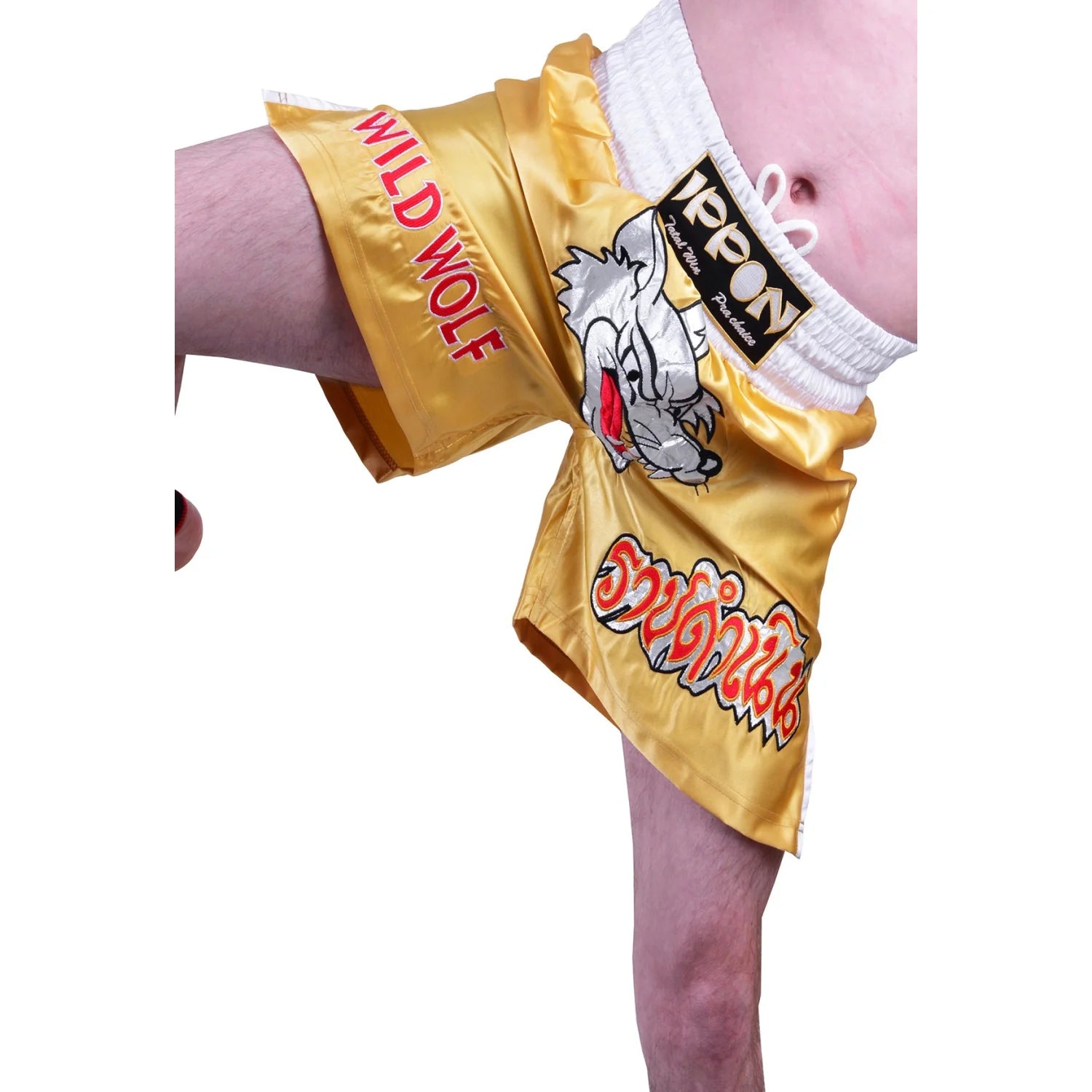 MAR-095I | Gold Kickboxing & K1 Shorts w/ Silver Fox Emblem - Shorts