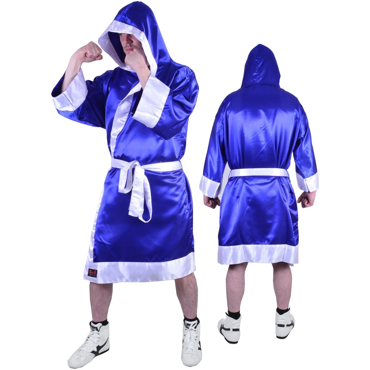 MAR-097B | Blue & White Boxing & Kickboxing Robe - Robes