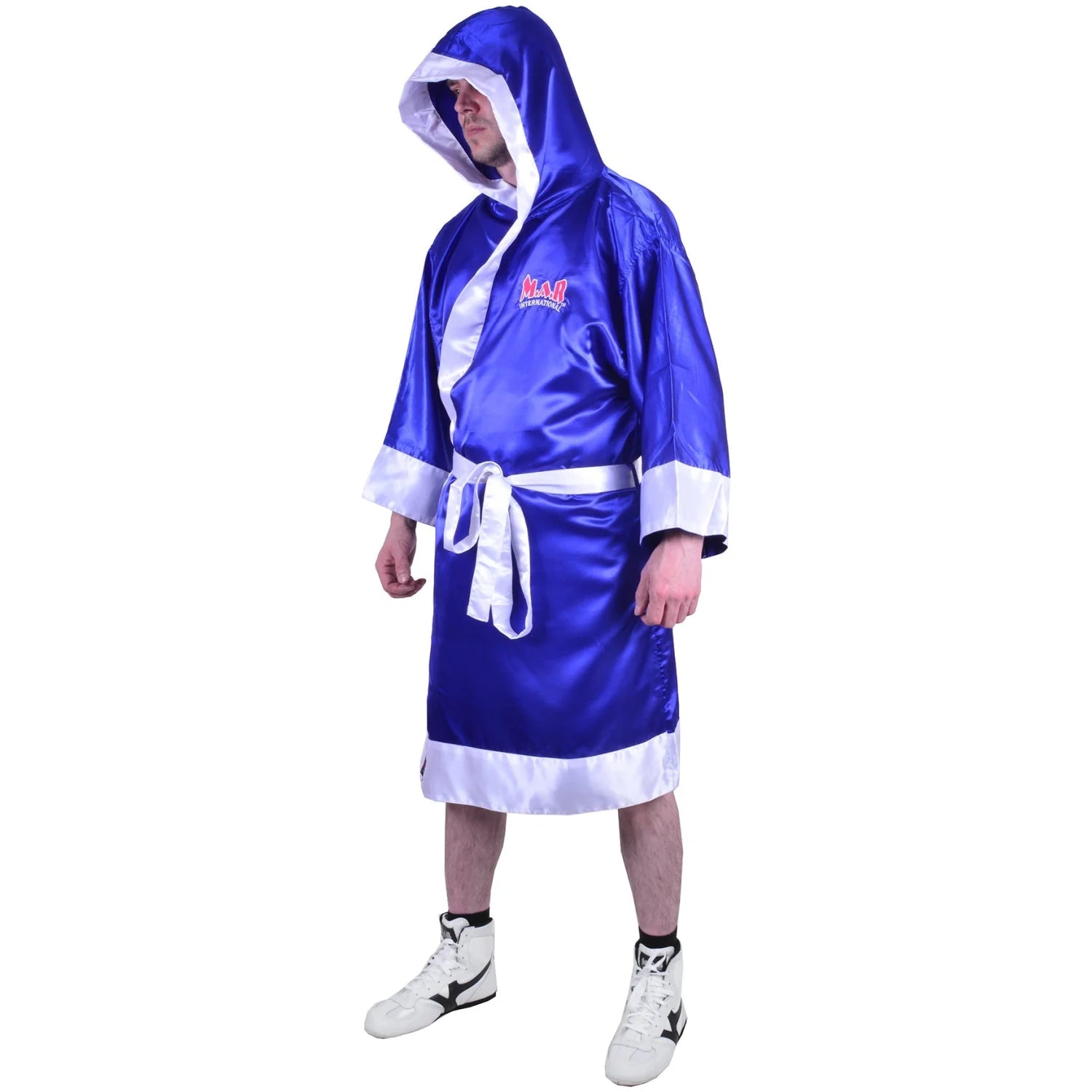 MAR-097B | Blue & White Boxing & Kickboxing Robe - Robes