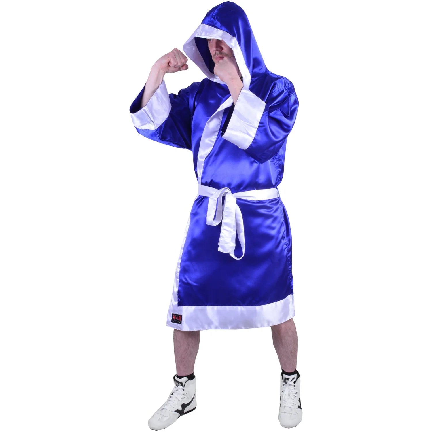 MAR-097B | Blue & White Boxing & Kickboxing Robe - Robes