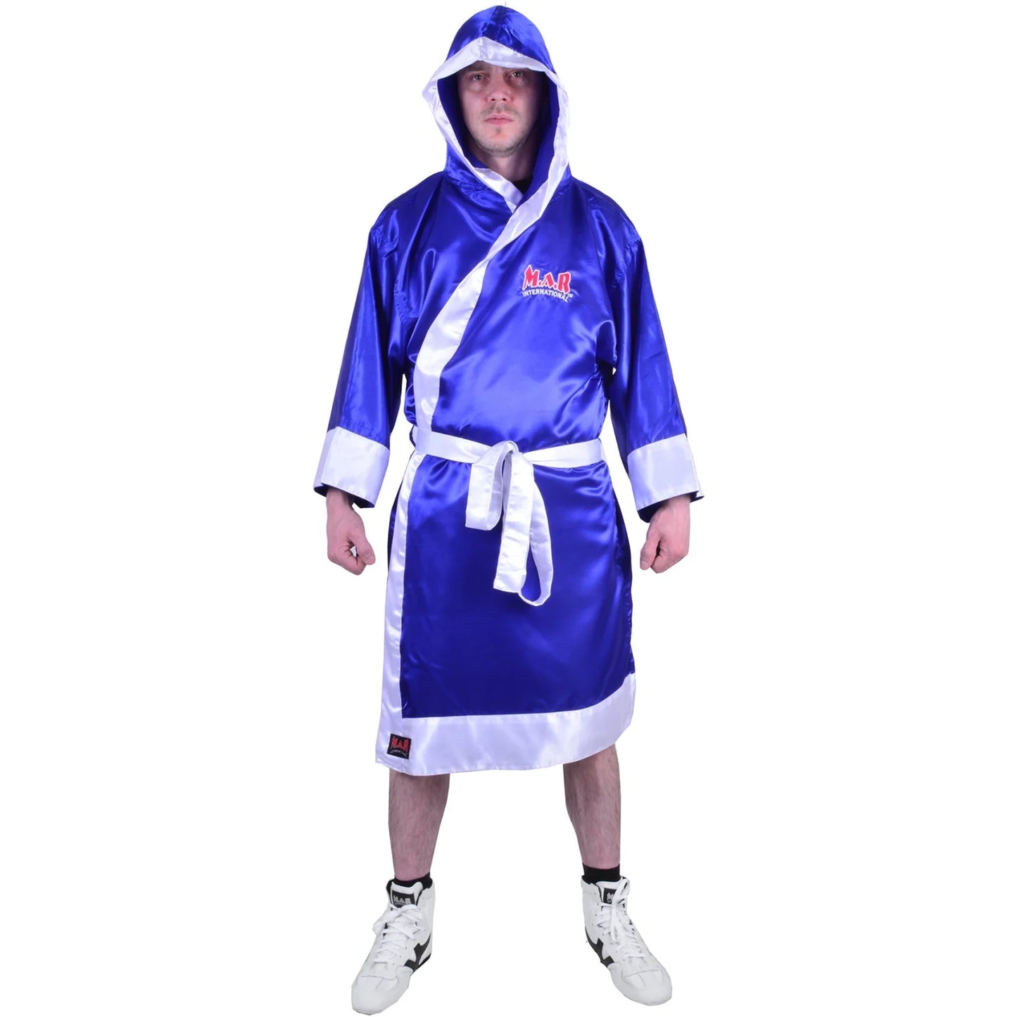 MAR-097B | Blue & White Boxing & Kickboxing Robe - Robes