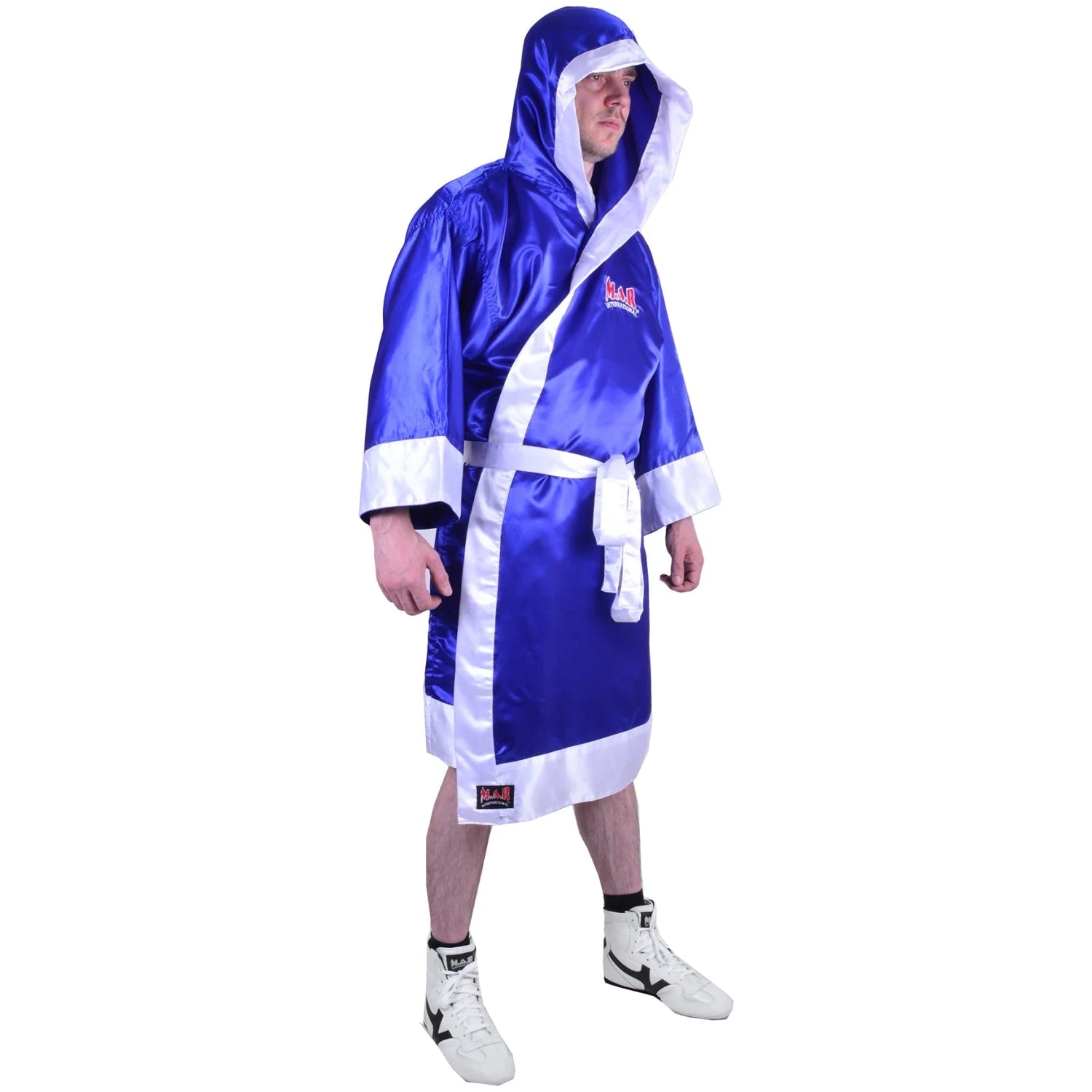 MAR-097B | Blue & White Boxing & Kickboxing Robe - Robes