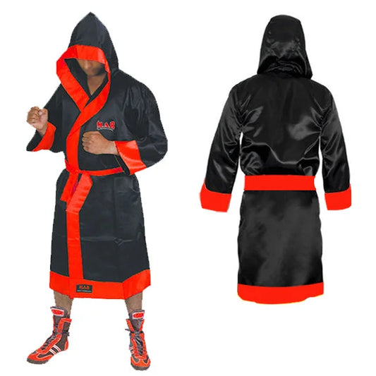 MAR-098A | Black/Red Boxing and Kickboxing Robe - Robes