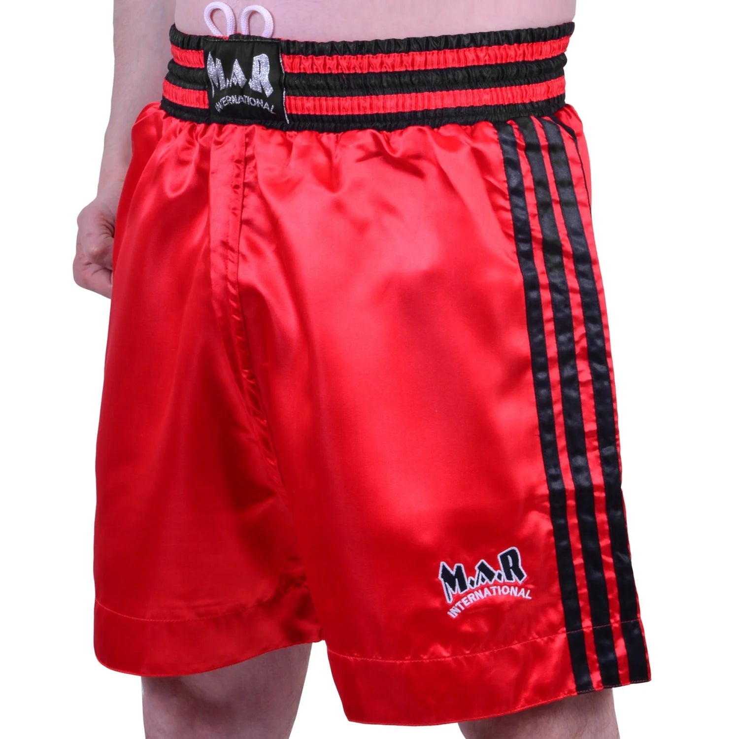 MAR-101A | Red Boxing Shorts w/ Black Stripes - Shorts