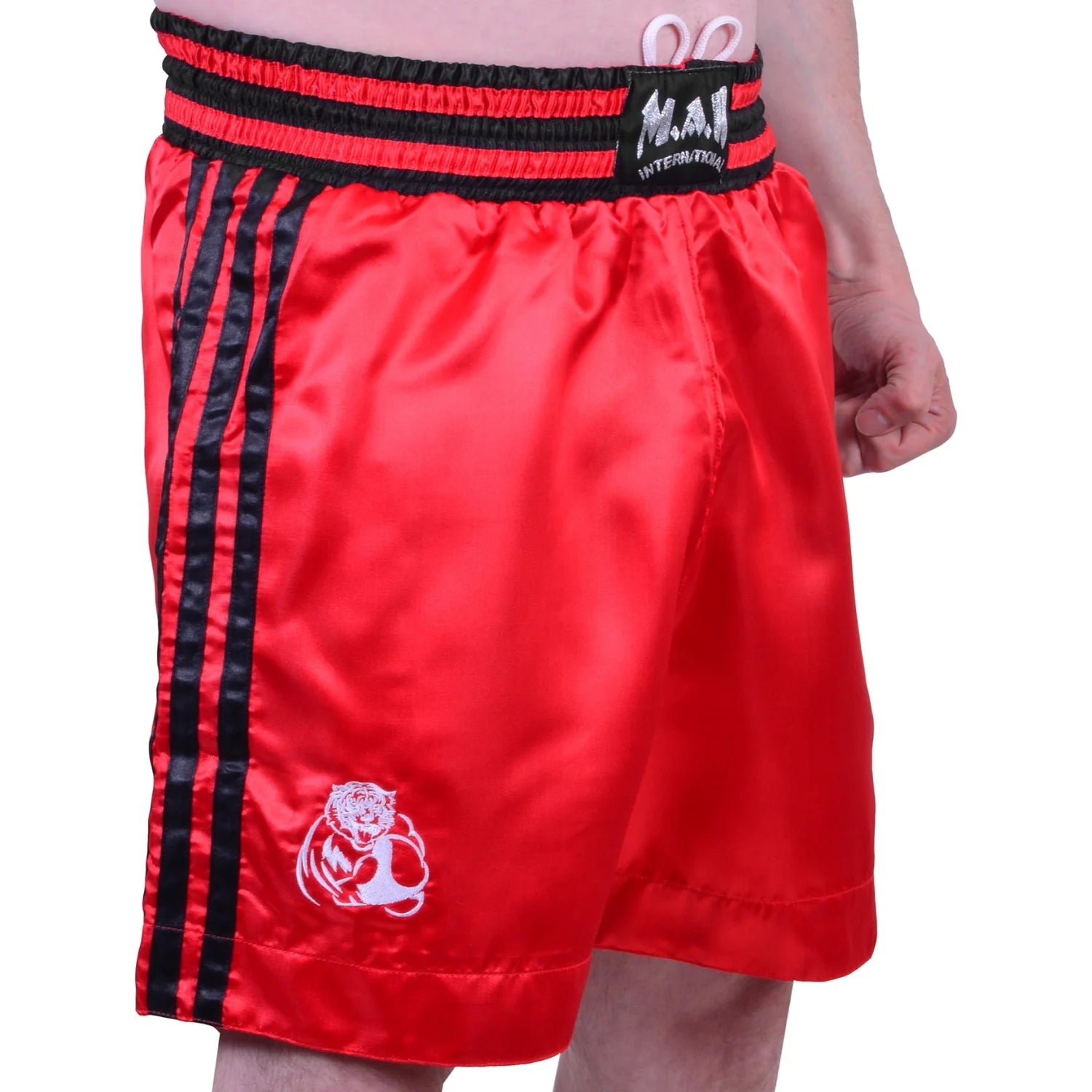 MAR-101A | Red Boxing Shorts w/ Black Stripes - Shorts
