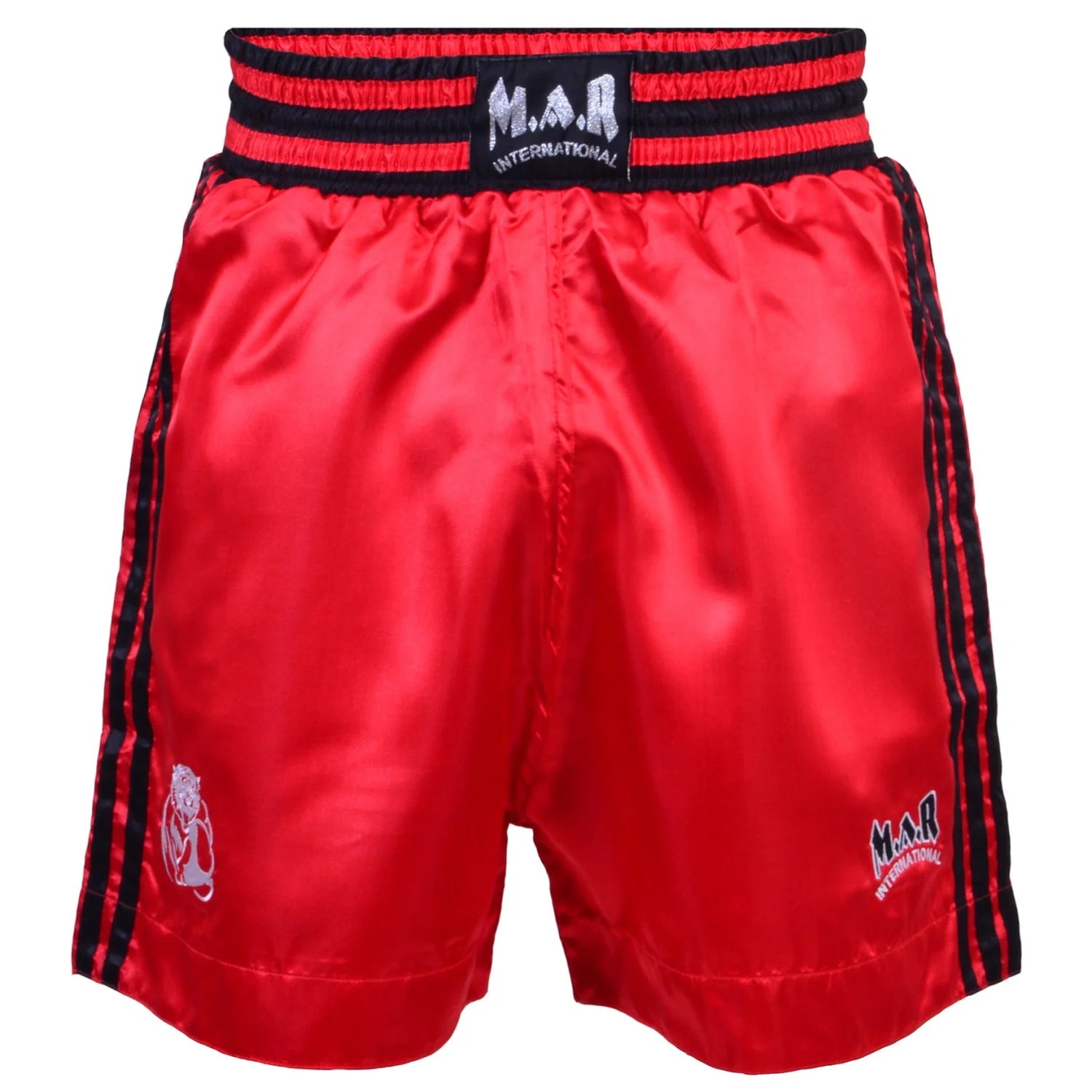 MAR-101A | Red Boxing Shorts w/ Black Stripes - Shorts