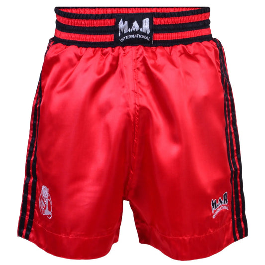 MAR-101A | Red Boxing Shorts w/ Black Stripes - Shorts