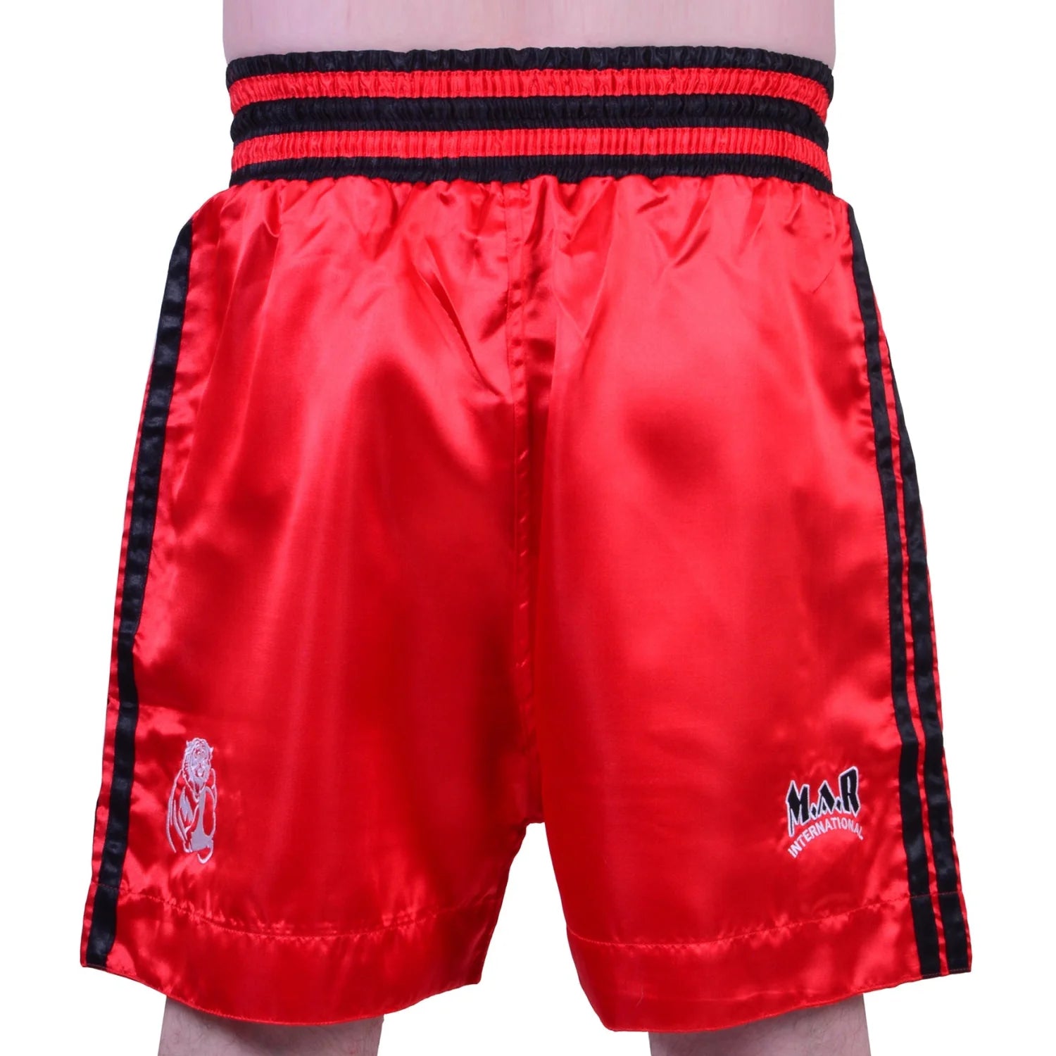 MAR-101A | Red Boxing Shorts w/ Black Stripes - Shorts