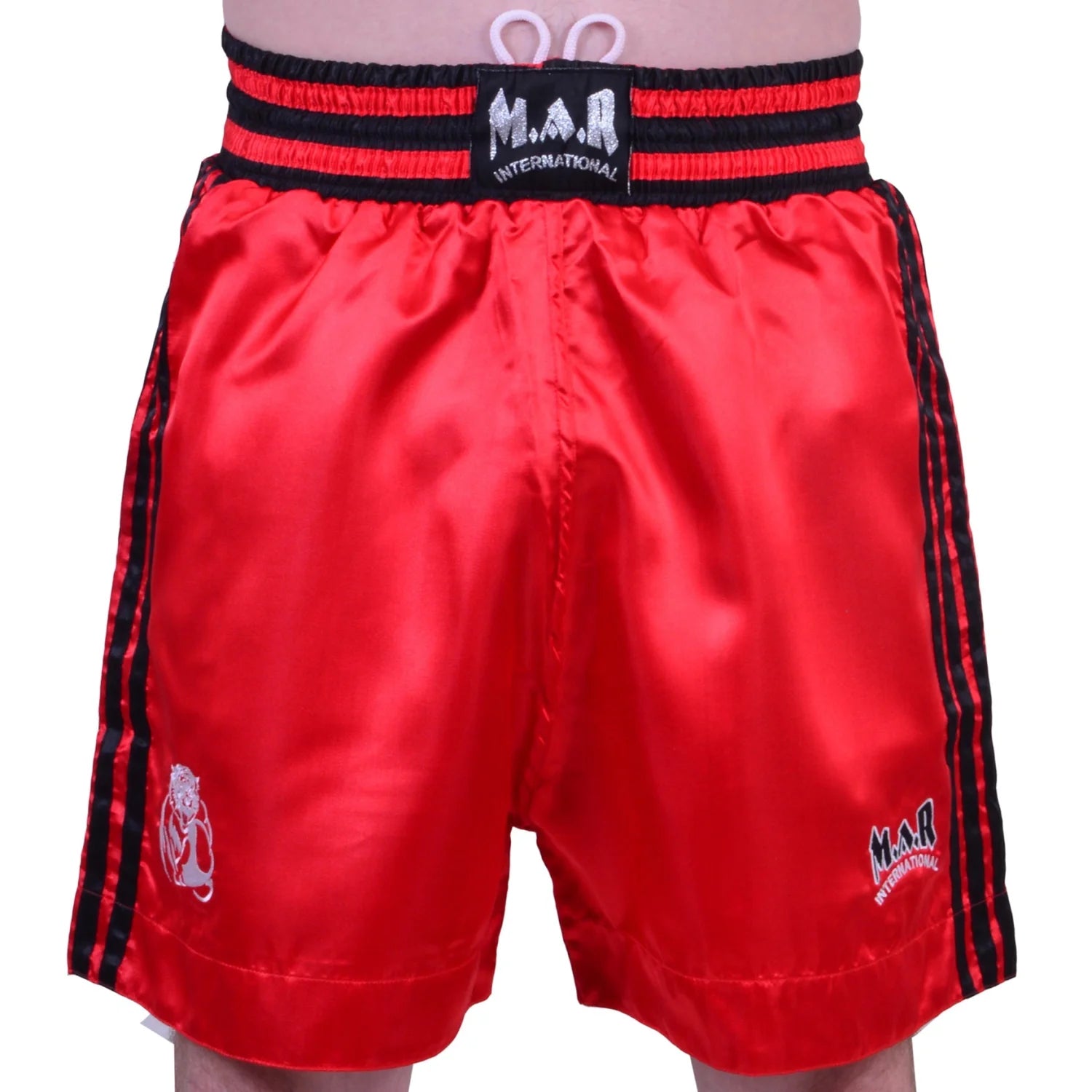 MAR-101A | Red Boxing Shorts w/ Black Stripes - Shorts