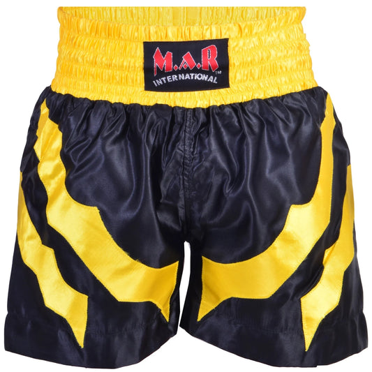 MAR-101B | Black Boxing Shorts w/ Yellow Stripes - Shorts