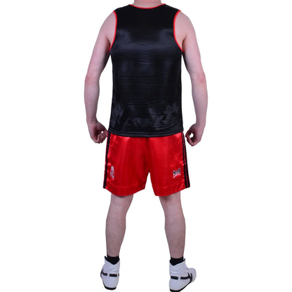 MAR-102C | Red & Black Boxing Shorts & Vest - Shorts