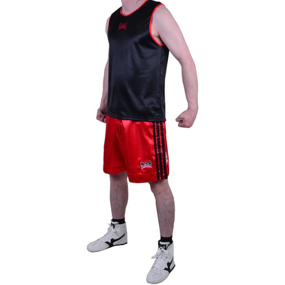 MAR-102C | Red & Black Boxing Shorts & Vest - Shorts