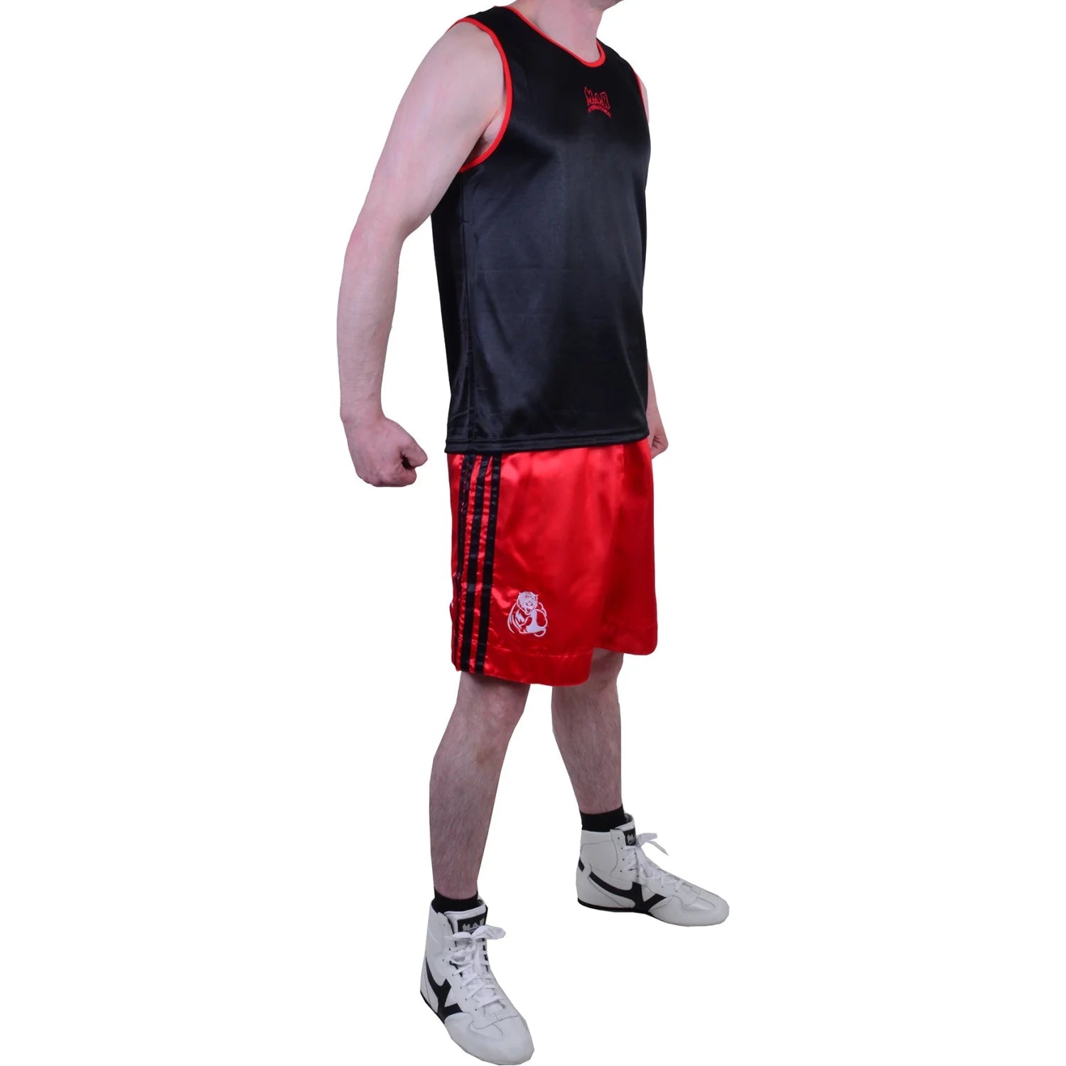 MAR-102C | Red & Black Boxing Shorts & Vest - Shorts