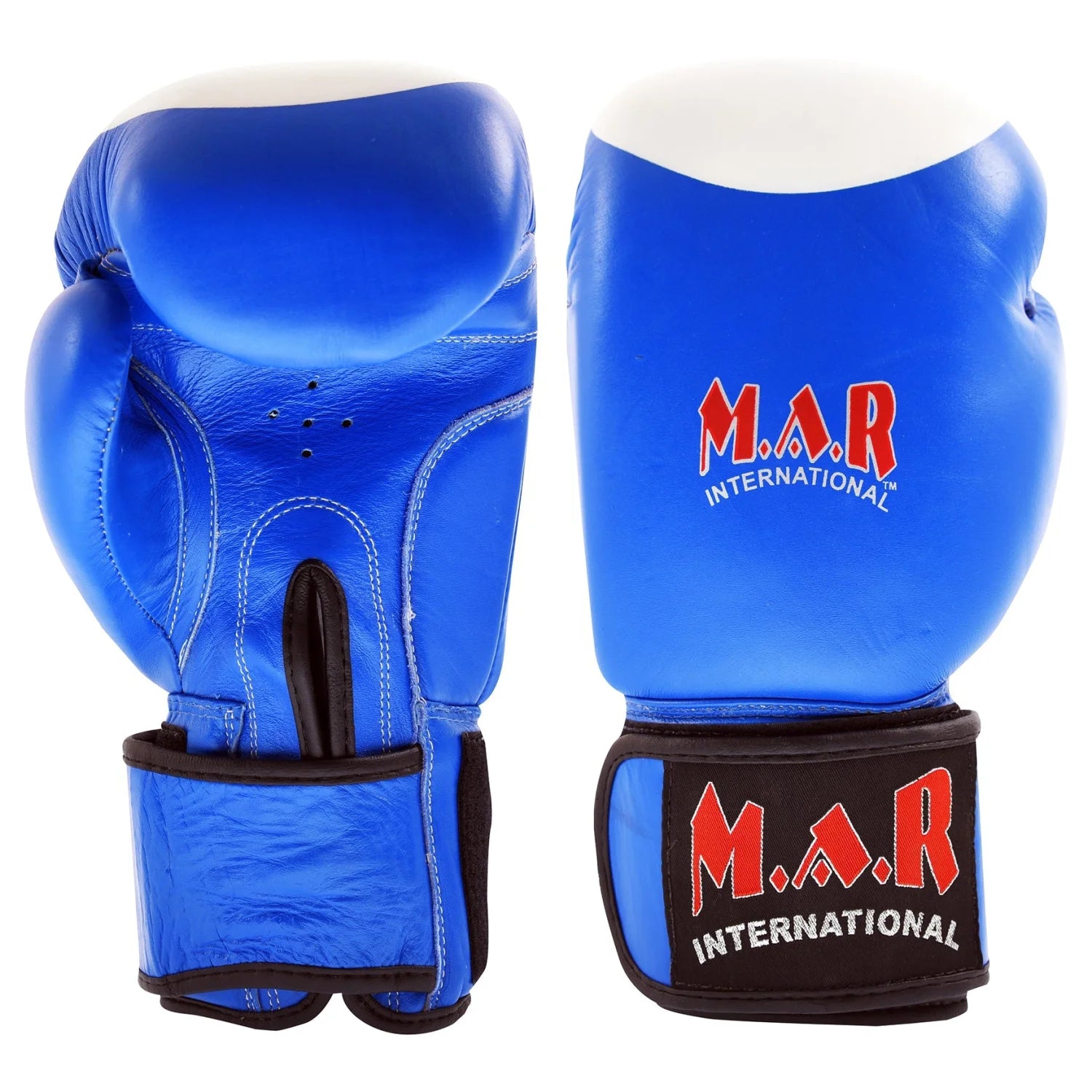 MAR-107A | Blue Genuine Cowhide Leather Boxing/Kickboxing Gloves - Gloves