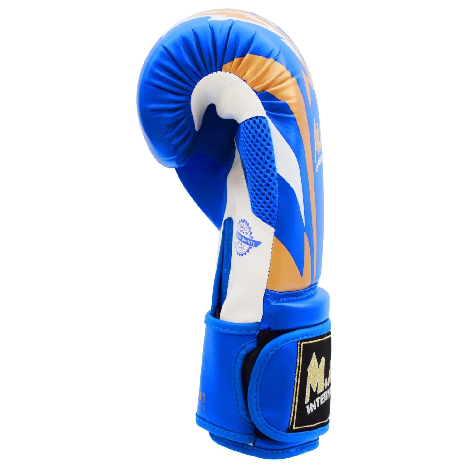 MAR-118E | Blue & Gold Tiger Print Boxing & Kickboxing Gloves - Gloves