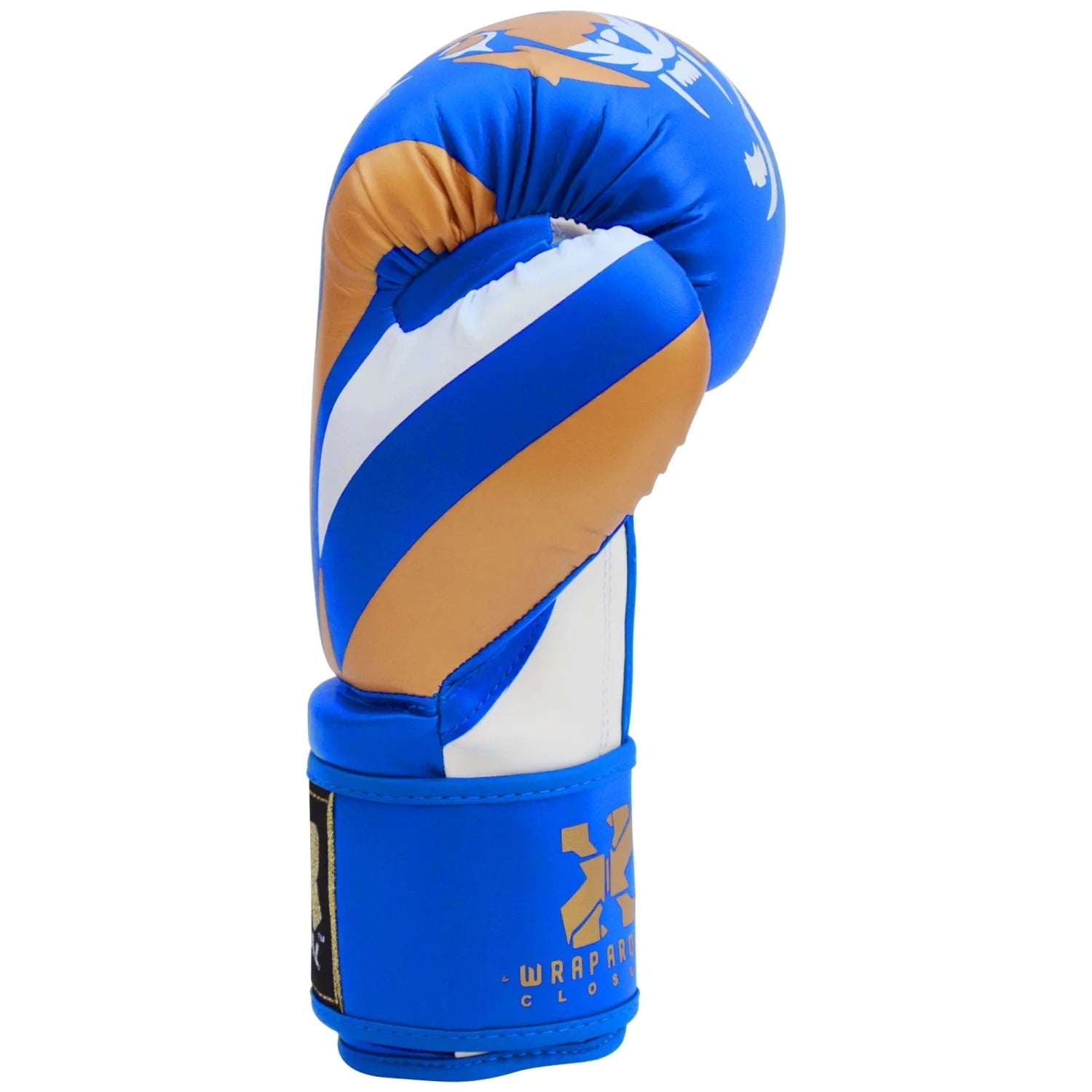 MAR-118E | Blue & Gold Tiger Print Boxing & Kickboxing Gloves - Gloves
