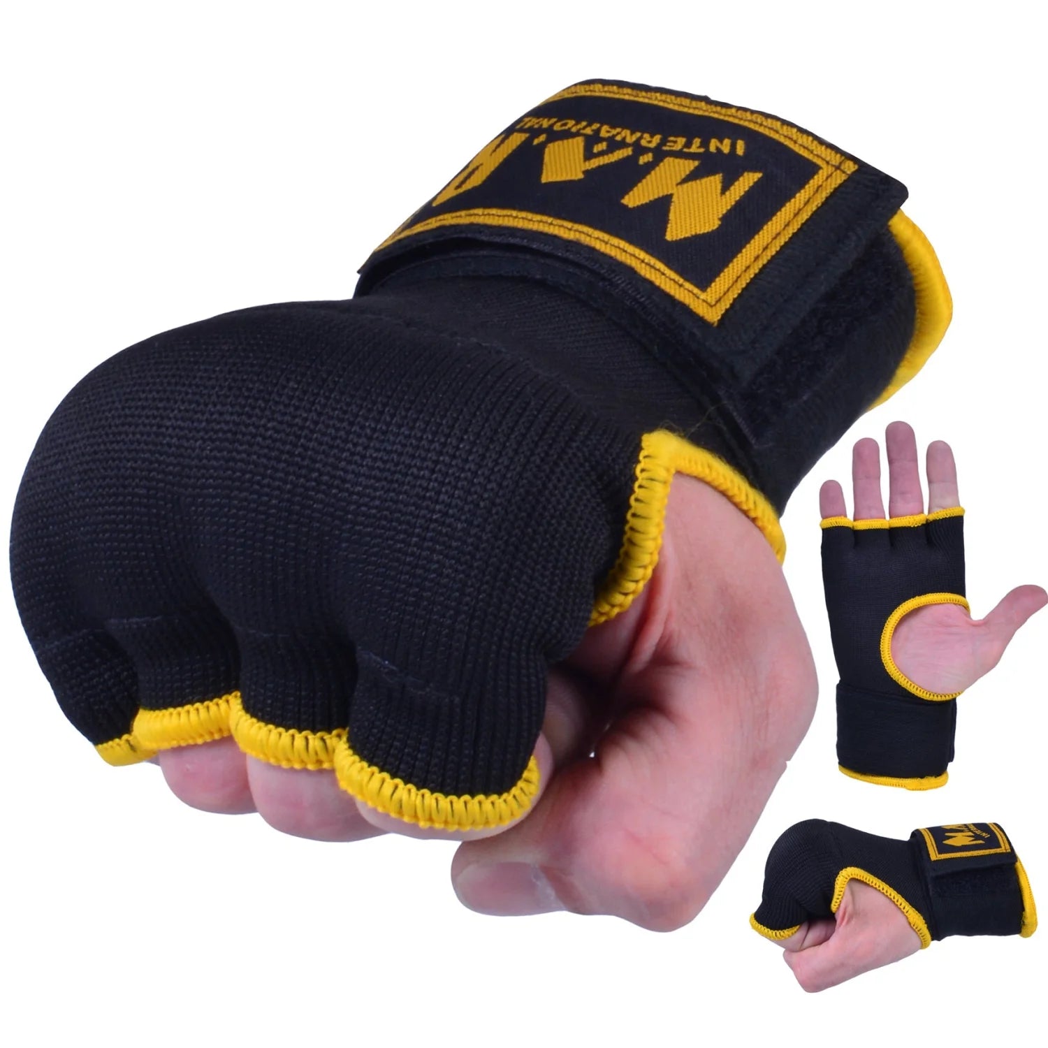 MAR-119D | Black Hand Wrap Mitts w/ Gel Padded Knuckles - Small Accessories