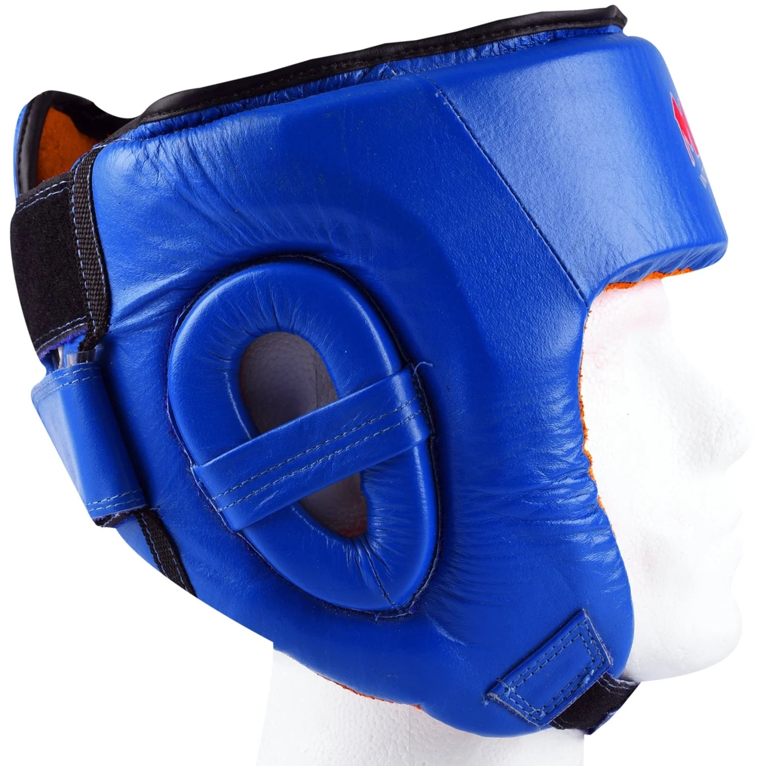 MAR-132C | Blue Genuine Cowhide Leather Head Guard For Competitions - Head Guard