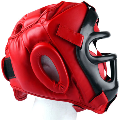 MAR-134A | Red Head Guard w/ Grill Mask For Training - Head Guard