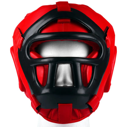 MAR-134A | Red Head Guard w/ Grill Mask For Training - Head Guard