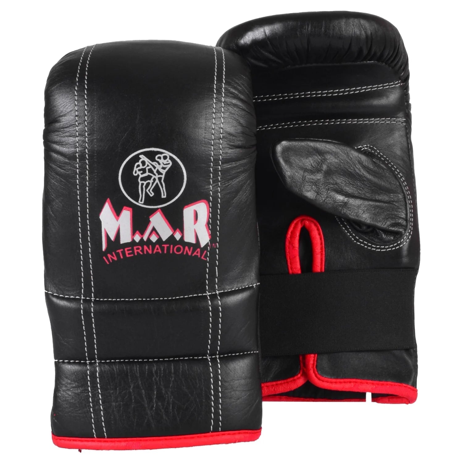 MAR-137 | Black Double Ribbed Bag Gloves For Pro Training - Gloves