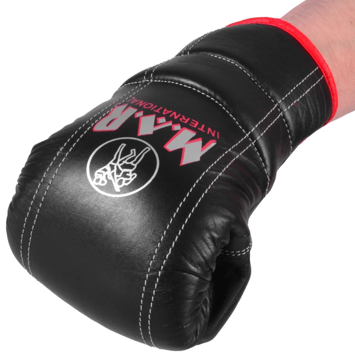 MAR-137 | Black Double Ribbed Bag Gloves For Pro Training - Gloves