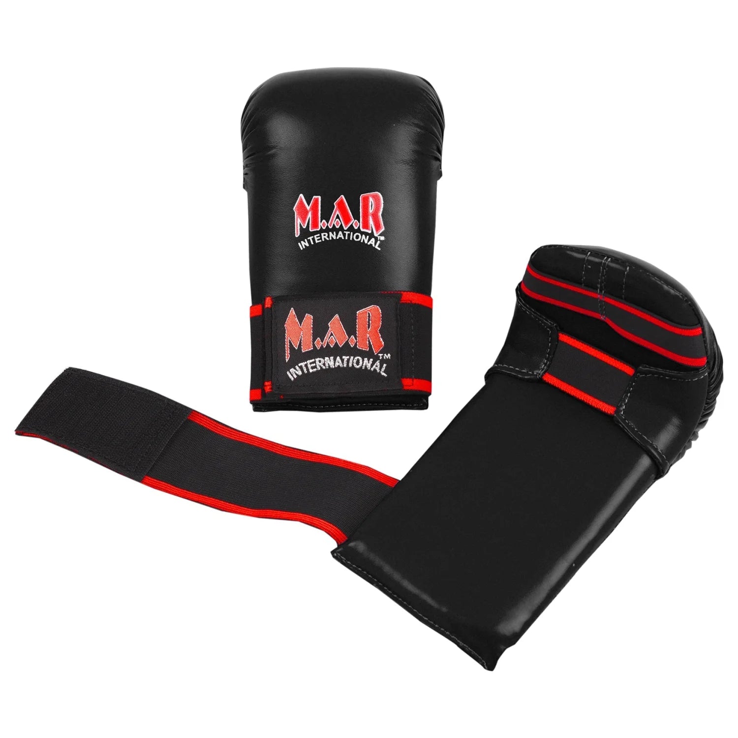 MAR-141A | Black Karate Gloves w/ Moulded Padding - Compact Gloves
